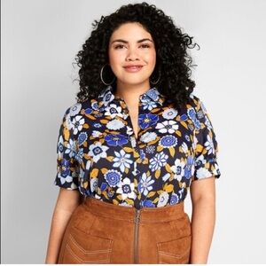 MODCLOTH | Undeniably Inspired Short Sleeve Blouse Small
